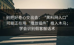 别把好奇心交出去：“黑料网入口”可能正在用“播放插件”植入木马；学会识别假客服话术
