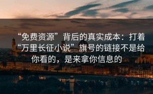 “免费资源”背后的真实成本：打着“万里长征小说”旗号的链接不是给你看的，是来拿你信息的