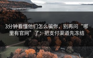 3分钟看懂他们怎么骗你，别再问“哪里有官网”了：把支付渠道先冻结