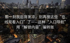 那一刻我后背发凉，别再搜这些“在线观看入口”了——这种“入口导航”用“解锁内容”骗转账