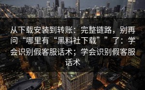 从下载安装到转账：完整链路，别再问“哪里有“黑料社下载””了：学会识别假客服话术；学会识别假客服话术