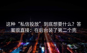 这种“私信投放”到底想要什么？答案很直接：在后台装了第二个壳