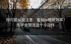 你可能从没注意：蜜桃tv想提效率？先学会限流这个小动作