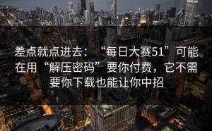 差点就点进去：“每日大赛51”可能在用“解压密码”要你付费，它不需要你下载也能让你中招