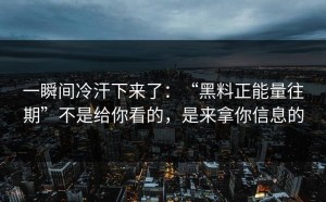 一瞬间冷汗下来了：“黑料正能量往期”不是给你看的，是来拿你信息的