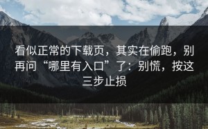 看似正常的下载页，其实在偷跑，别再问“哪里有入口”了：别慌，按这三步止损