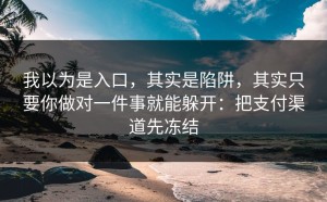 我以为是入口，其实是陷阱，其实只要你做对一件事就能躲开：把支付渠道先冻结