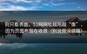 别只看表面，51网网址越用越“像”，因为页面布局在收敛（别说我没提醒）
