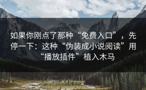如果你刚点了那种“免费入口”，先停一下：这种“伪装成小说阅读”用“播放插件”植入木马