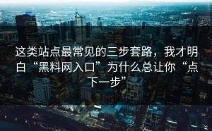 这类站点最常见的三步套路，我才明白“黑料网入口”为什么总让你“点下一步”