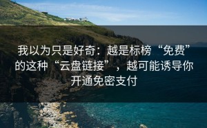 我以为只是好奇：越是标榜“免费”的这种“云盘链接”，越可能诱导你开通免密支付