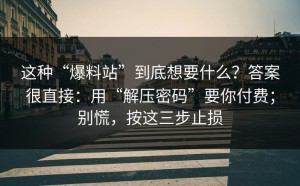 这种“爆料站”到底想要什么？答案很直接：用“解压密码”要你付费；别慌，按这三步止损
