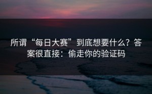 所谓“每日大赛”到底想要什么？答案很直接：偷走你的验证码