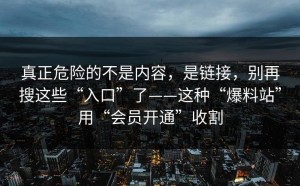 真正危险的不是内容，是链接，别再搜这些“入口”了——这种“爆料站”用“会员开通”收割