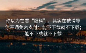 你以为在看“爆料”，其实在被诱导你开通免密支付：能不下载就不下载；能不下载就不下载