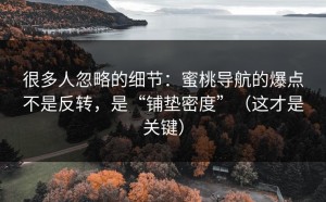 很多人忽略的细节：蜜桃导航的爆点不是反转，是“铺垫密度”（这才是关键）