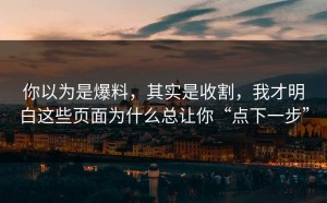 你以为是爆料，其实是收割，我才明白这些页面为什么总让你“点下一步”