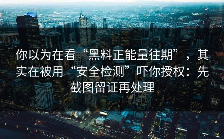 你以为在看“黑料正能量往期”，其实在被用“安全检测”吓你授权：先截图留证再处理