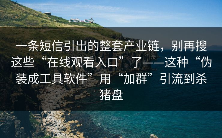 一条短信引出的整套产业链，别再搜这些“在线观看入口”了——这种“伪装成工具软件”用“加群”引流到杀猪盘